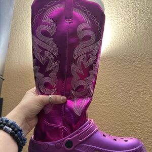 Women's Fuchsia Pink Western Croc-Style Boot